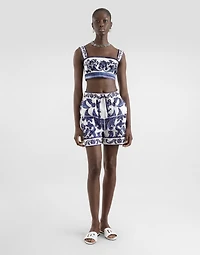 Majolica-print poplin top
