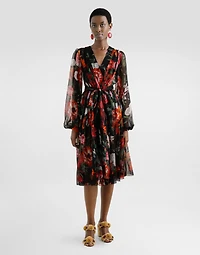 Flower-print chiffon dress
