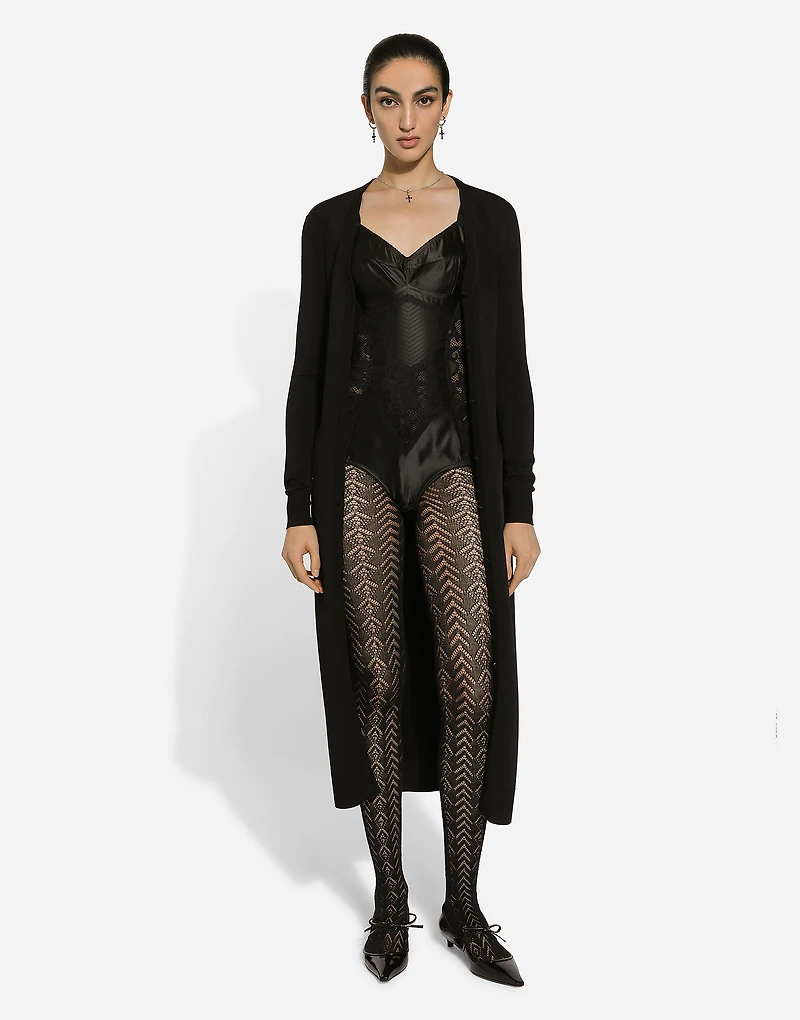 Long stretch viscose knit cardigan with DG logo