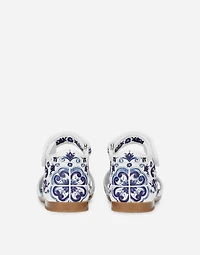 Nappa leather sandals with majolica print