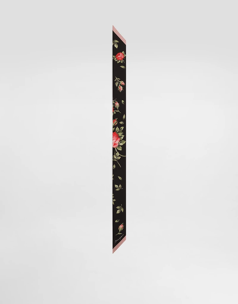 Rose bouquet-print silk twill bandeau 6x100
