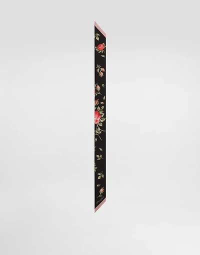 Rose bouquet-print silk twill bandeau 6x100