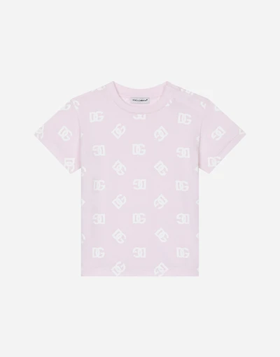 Jersey T-shirt with all-over DG logo print