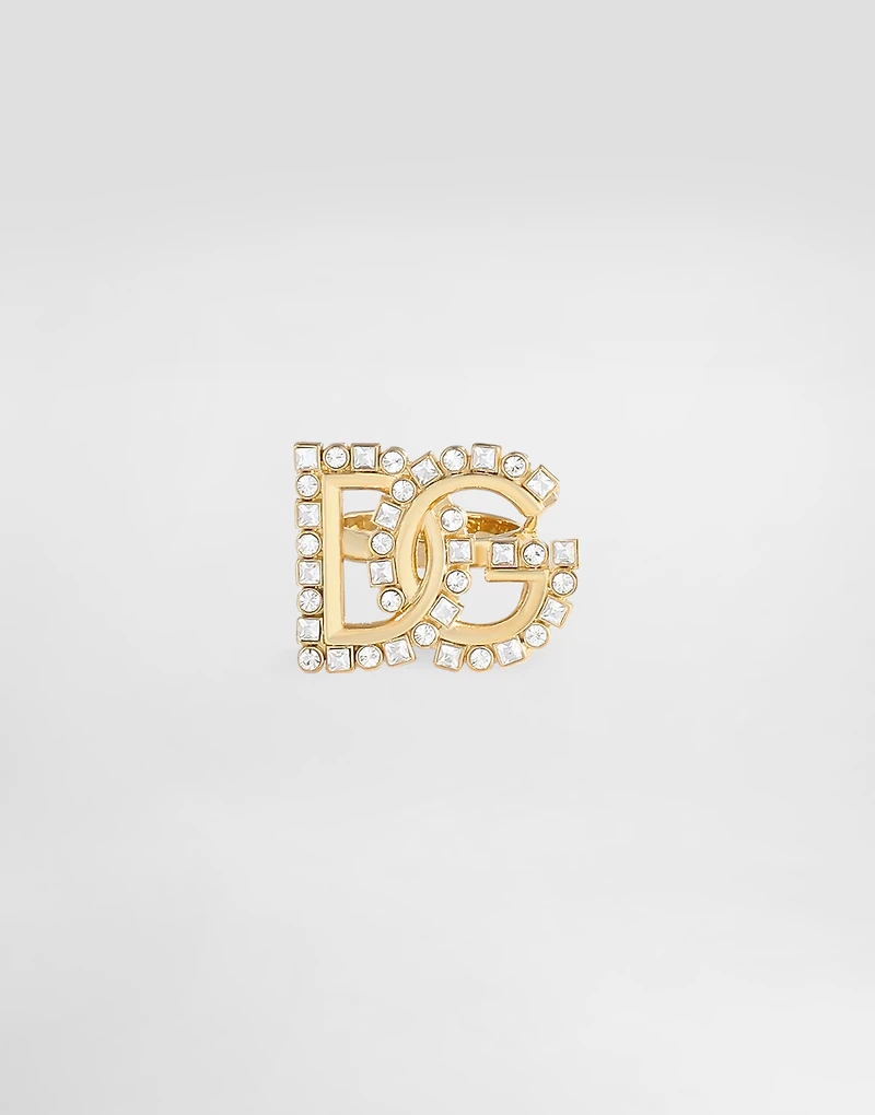 Ring with rhinestone-detailed DG logo