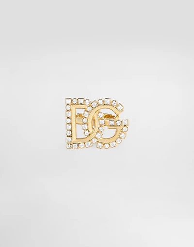 Ring with rhinestone-detailed DG logo