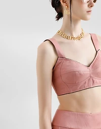 Quilted jacquard bralette top with DG logo