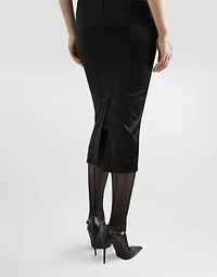 Satin calf-length corset dress with bra detail