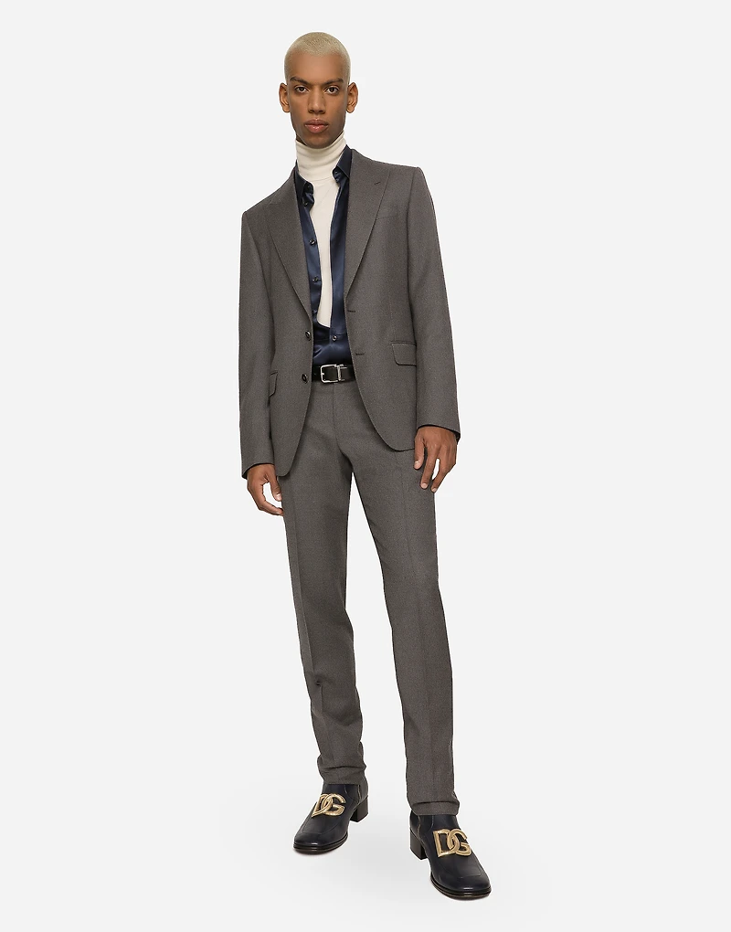 Single-breasted stretch flannel Sicilia-fit jacket