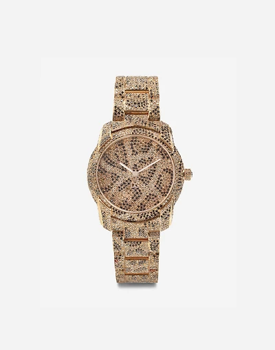 DG7 leo watch in red gold with brown and black diamonds