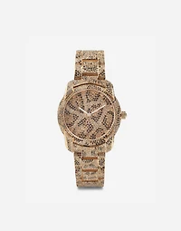 DG7 leo watch in red gold with brown and black diamonds