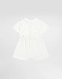 Interlock and piqué romper suit with diamond stitch detailing