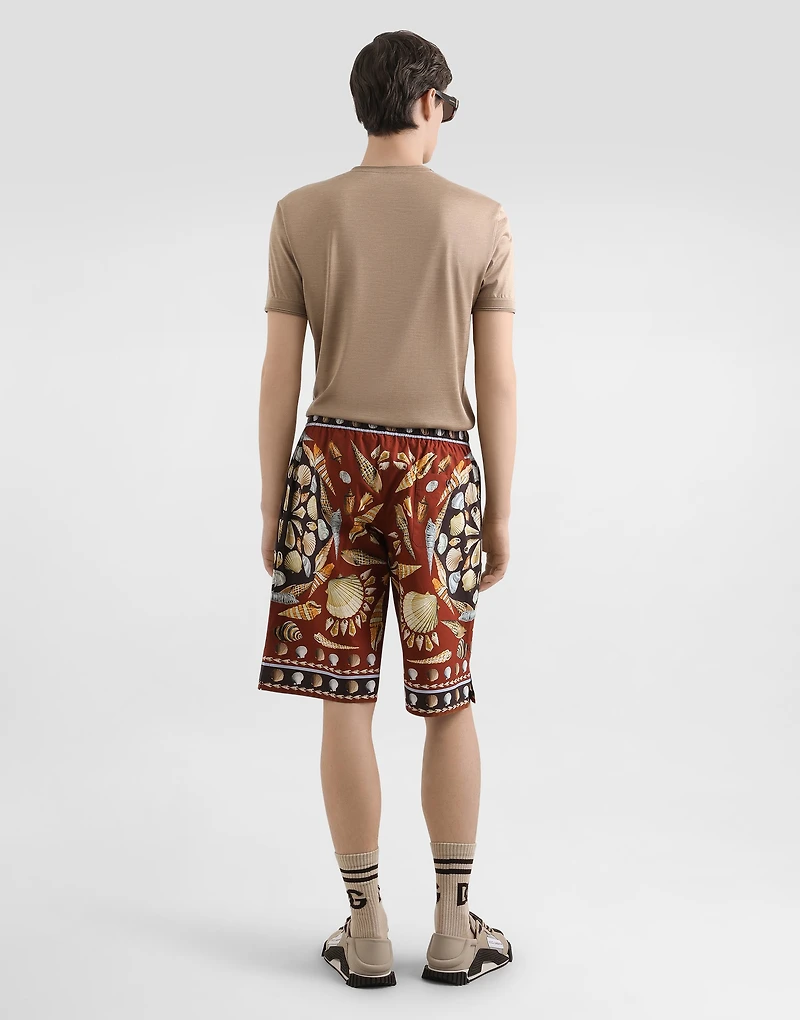 Shell-print poplin trousers