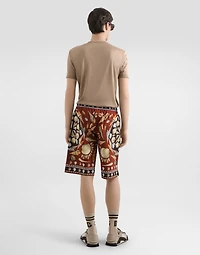 Shell-print poplin trousers