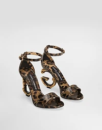 Printed polished calfskin Baroque DG sandals