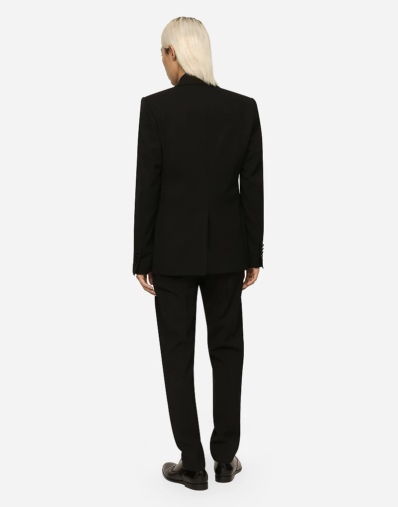 Stretch wool fabric Sicilia-fit tuxedo jacket