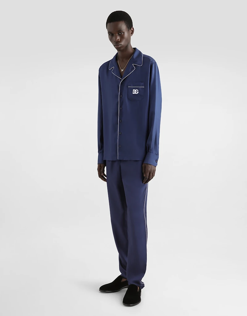 Silk shirt with DG logo-embroidered patch
