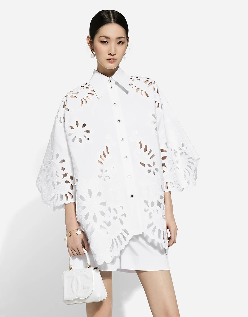 Oversize cotton shirt with cut-out detailing