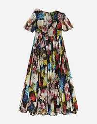 Chiffon dress with nocturnal flower print
