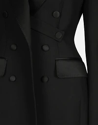 Double-breasted wool gabardine tuxedo coat with padded hips
