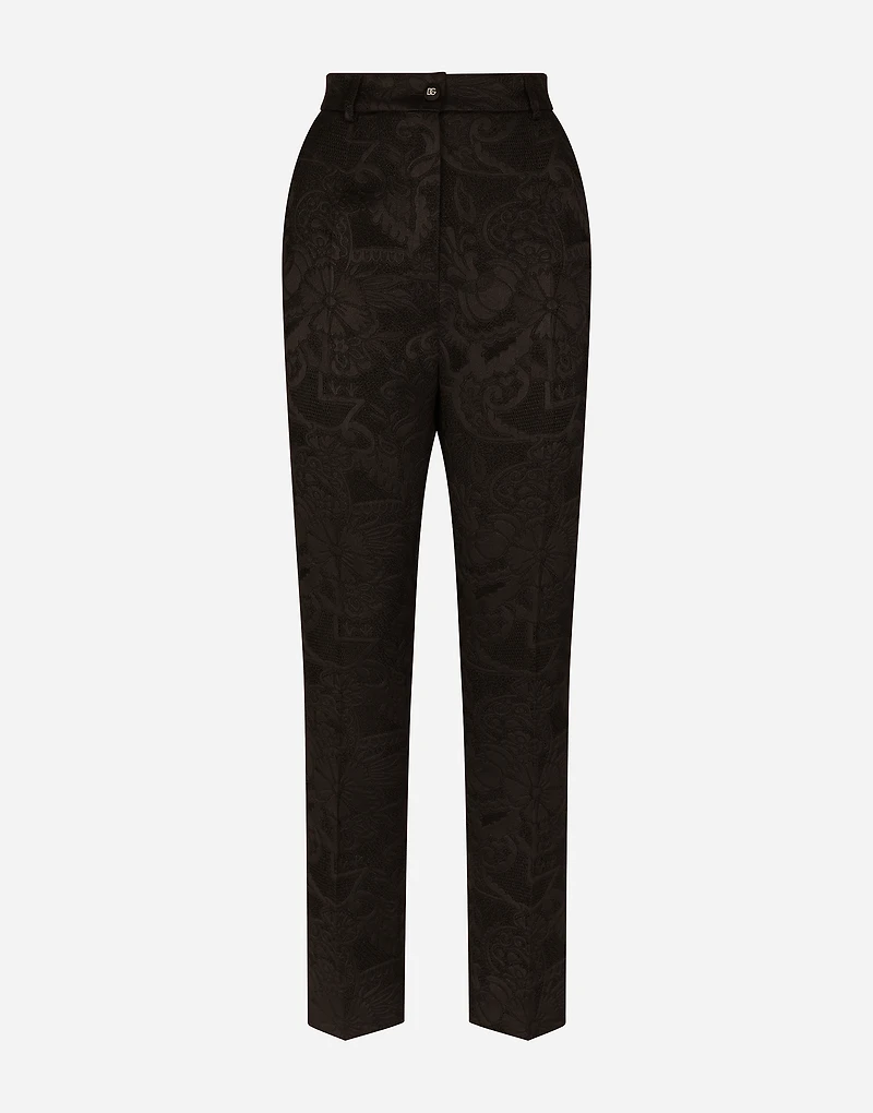 Floral jacquard pants