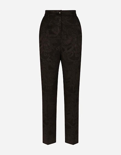 Floral jacquard pants
