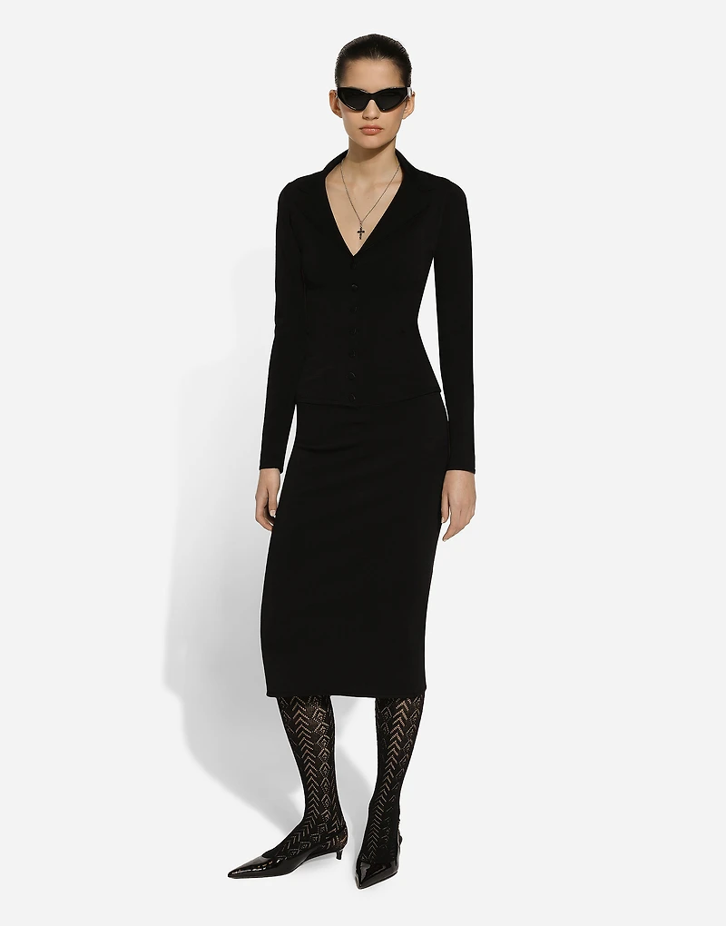 Stretch viscose knit pencil skirt with DG logo