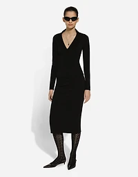 Stretch viscose knit pencil skirt with DG logo