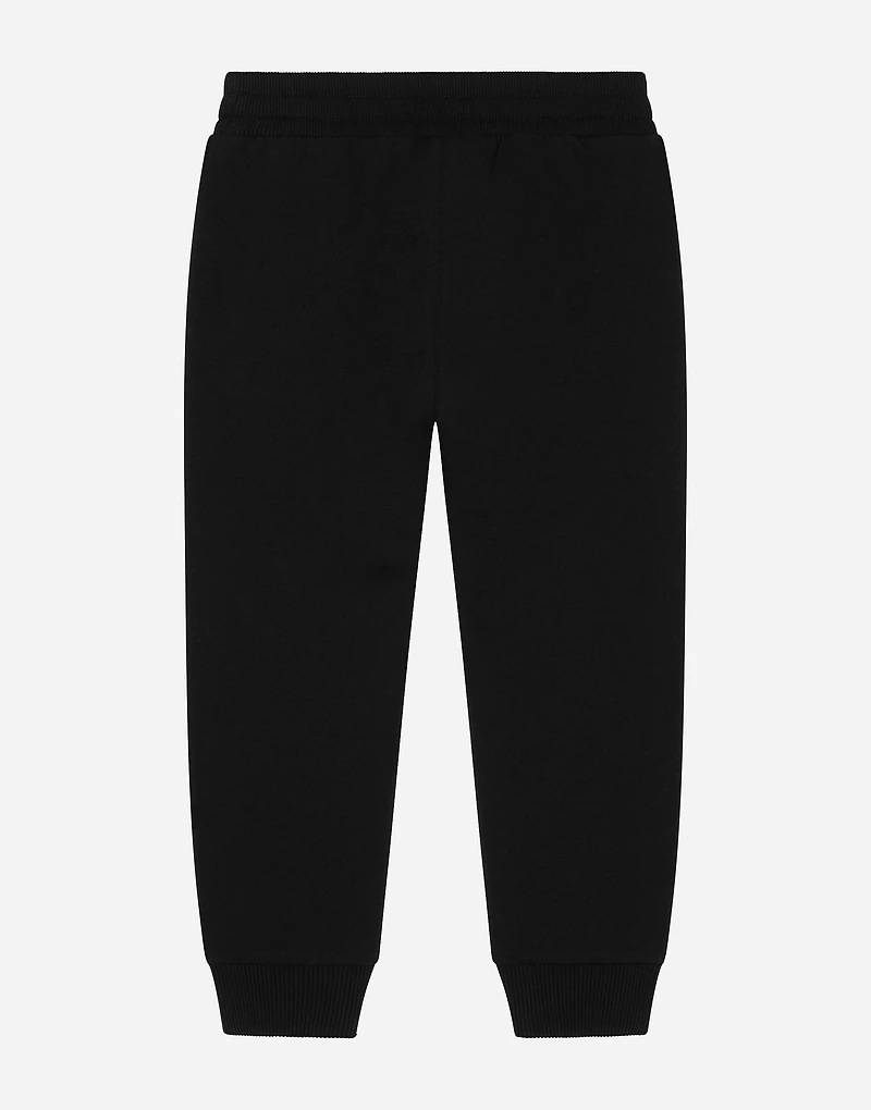 Jersey jogging pants with logo patch