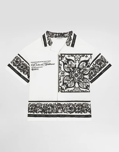 Majolica-print double piqué shirt