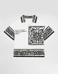 Majolica-print double piqué shirt