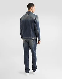 Stretch light blue wash denim jacket