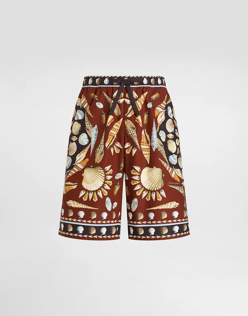 Shell-print poplin trousers