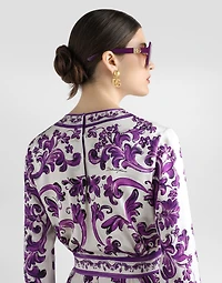 Majolica-print charmeuse dress