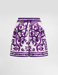 Majolica-print twill shorts