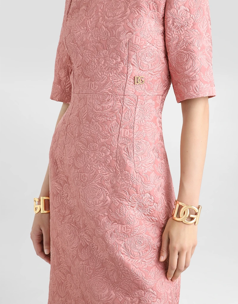 Fit-and-flare midi dress floral jacquard