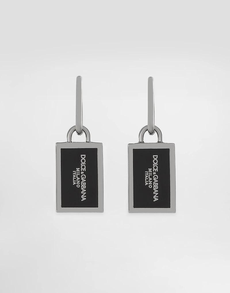 Enameled Creole earrings with logo