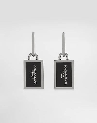 Enameled Creole earrings with logo
