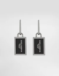 Enameled Creole earrings with logo