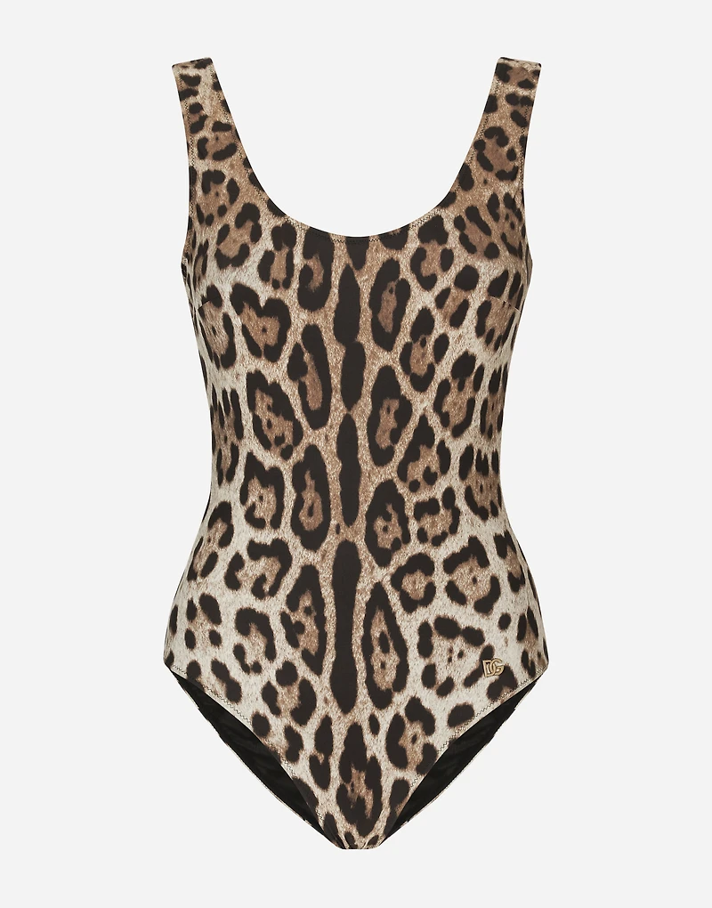 Leopard-print one-piece swimsuit