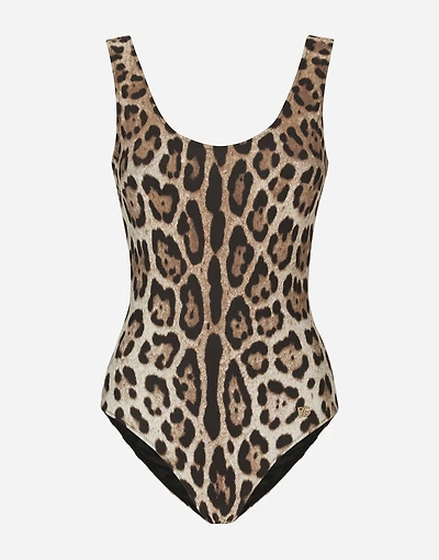 Leopard-print one-piece swimsuit