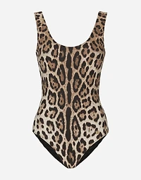 Leopard-print one-piece swimsuit