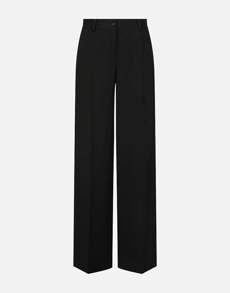 Flared wool gabardine pants