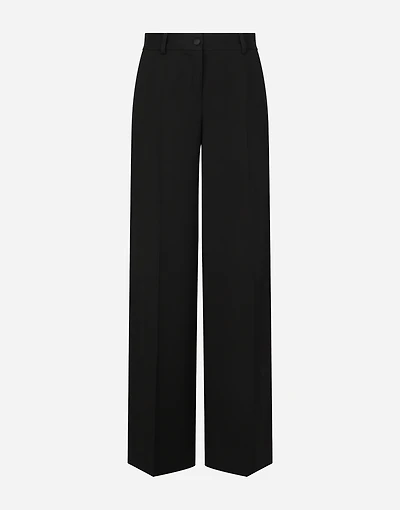 Flared wool gabardine pants