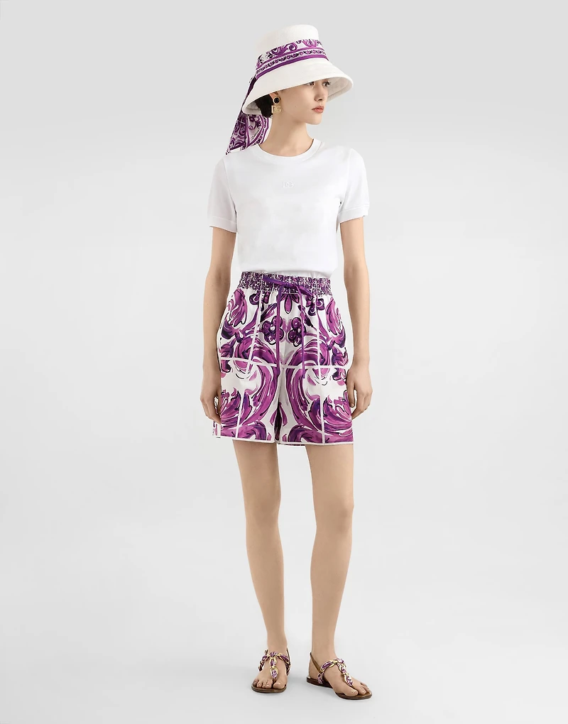 Majolica-print poplin shorts
