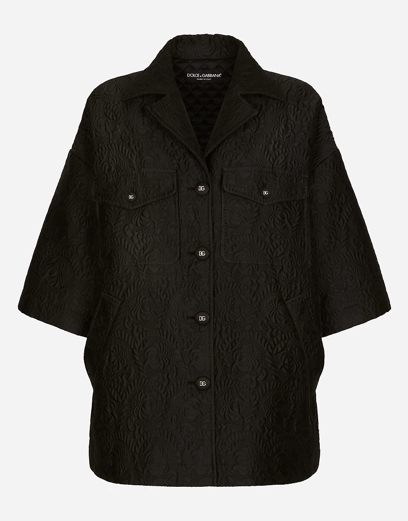 Short floral jacquard cape