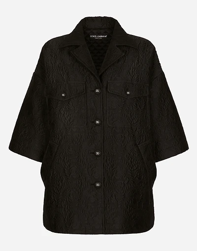 Short floral jacquard cape