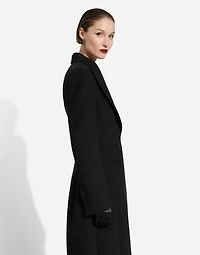 Long single-breasted wool cady coat