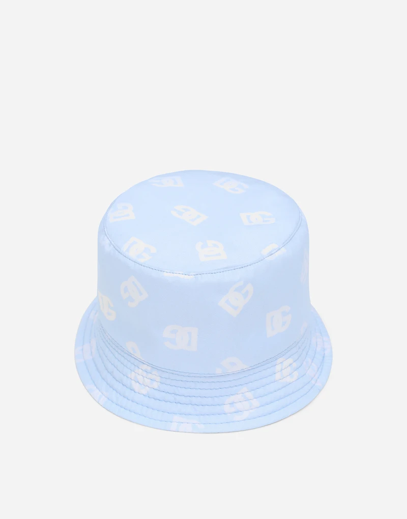 Nylon bucket hat with all-over logo print