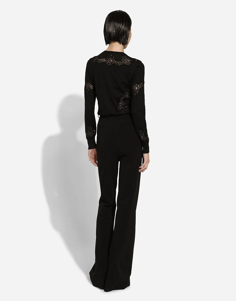 Cashmere and silk sweater with lace inlay