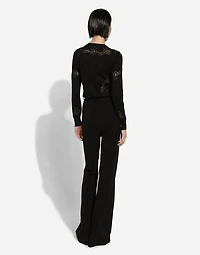 Cashmere and silk sweater with lace inlay